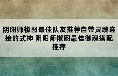 阴阳师椒图最佳队友推荐自带灵魂连接的式神 阴阳师椒图最佳御魂搭配推荐